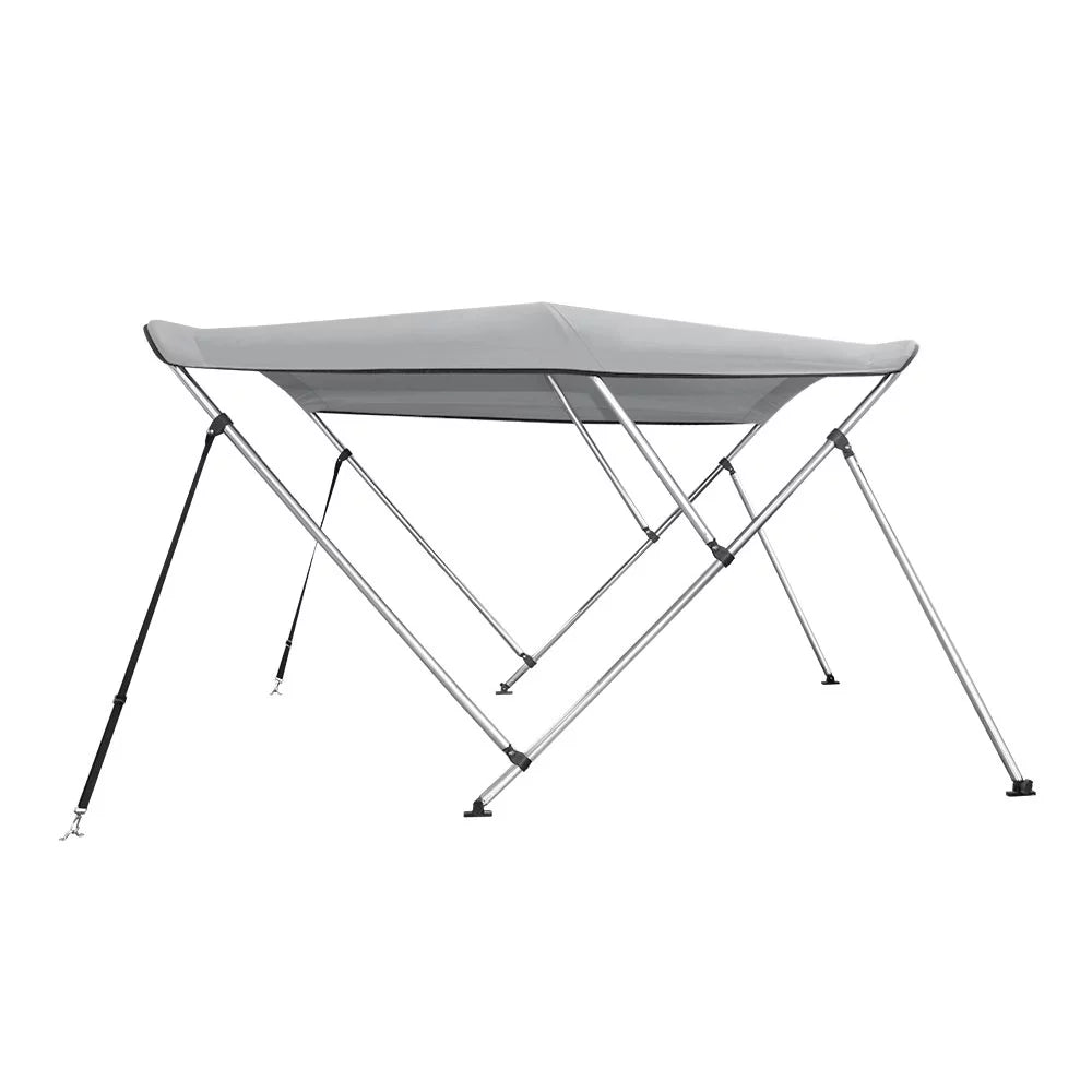 Bimini Top Boat Cover 46" High 3 Bow 79"-84" Wide 6' L Gray, w/ Rear Poles