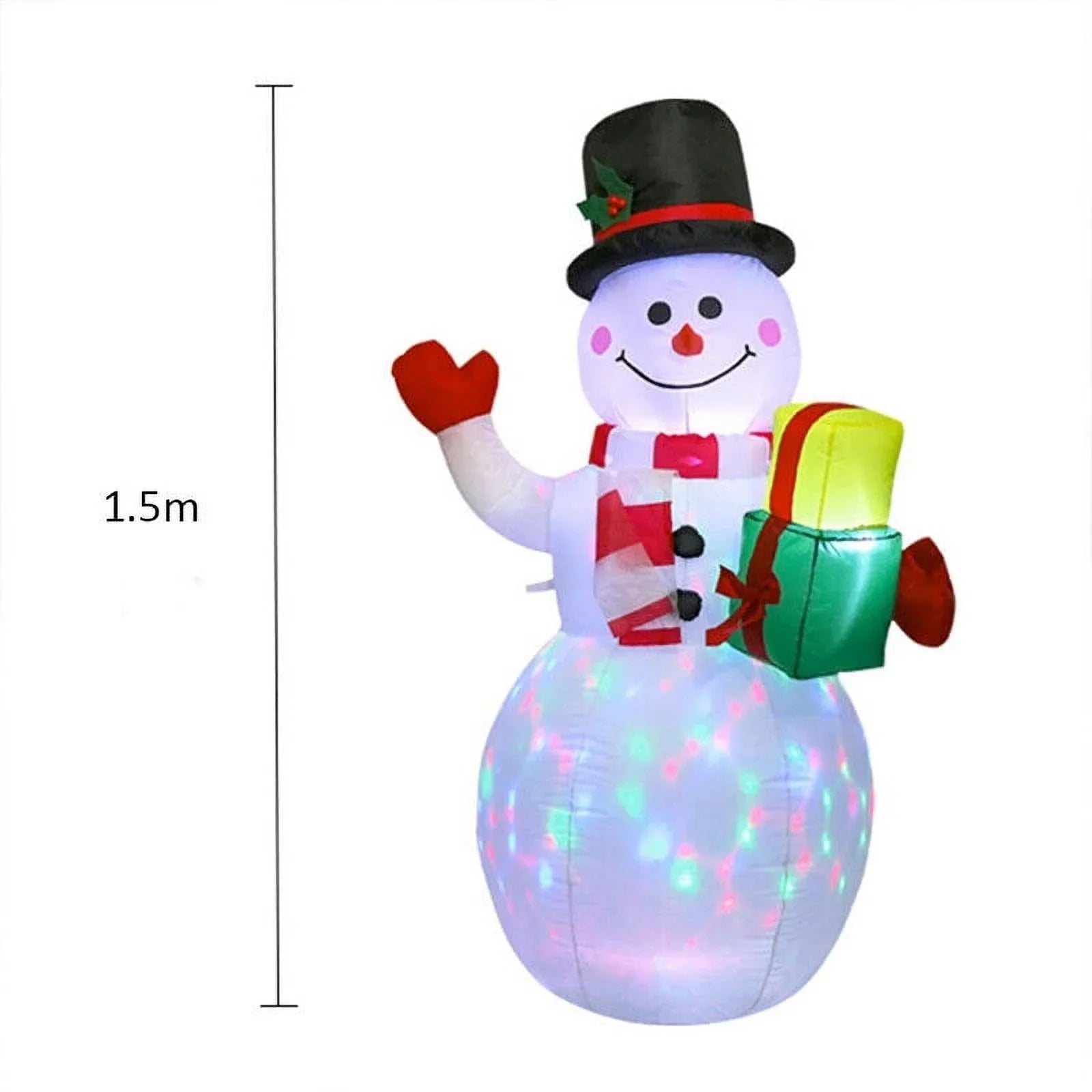 5ft InfLatitudeable Snowman Airblown Christmas Decor Yard Decoration LED Lights for Xmas Home Garden Family Prop Lawn Holiday Party Outdoor Decor