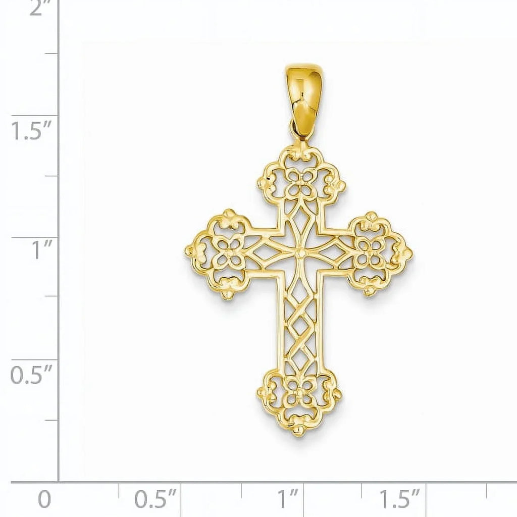 Beautiful 14K Lacey Budded Cross Pendant
