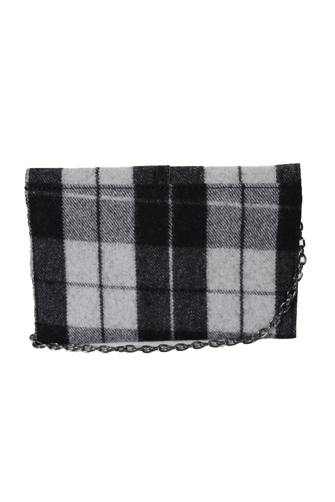 Danielle Nicole Black White Hudson Plaid Crossbody Bag OS