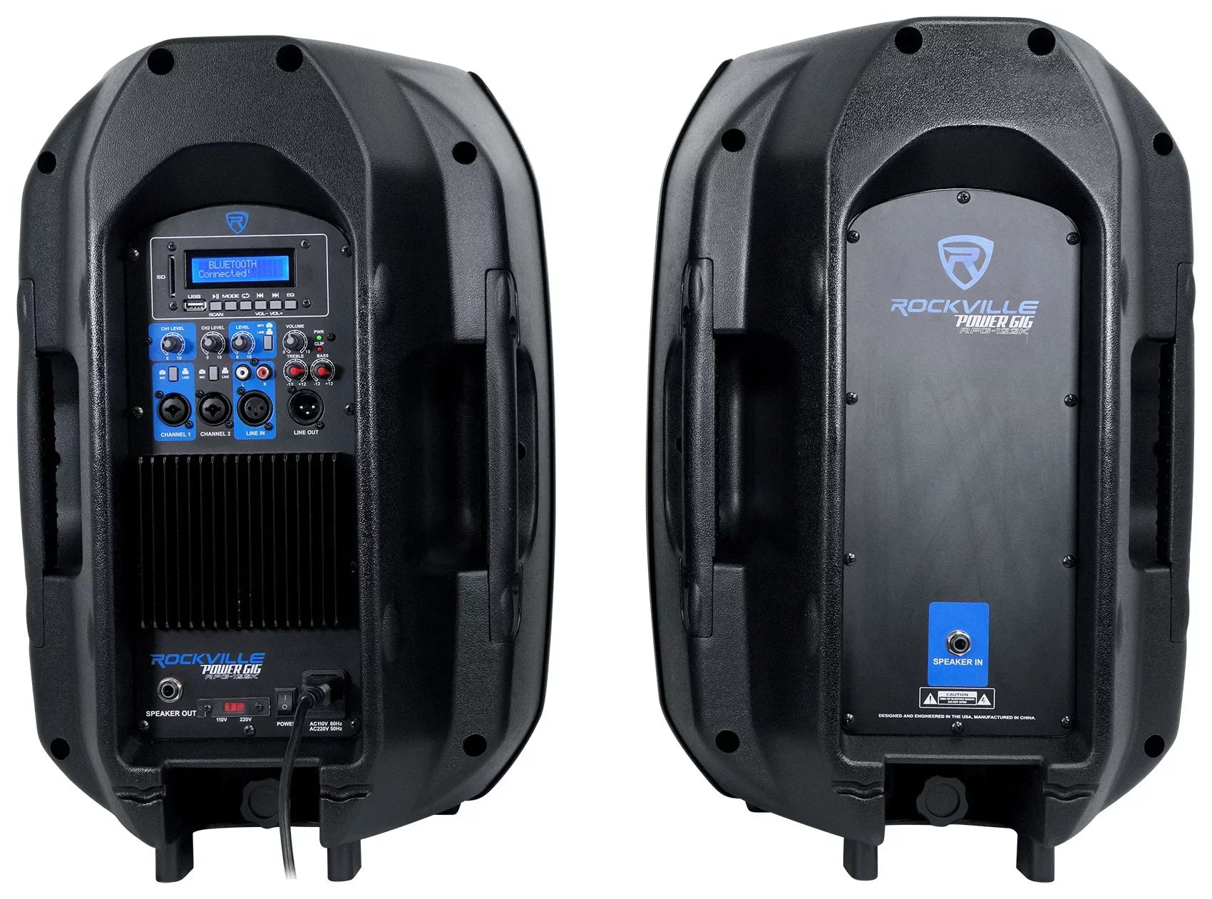 Rockville RPG122K 12" Portable PA System 2 Powered Speakers Bluetooth+Mic+Stands
