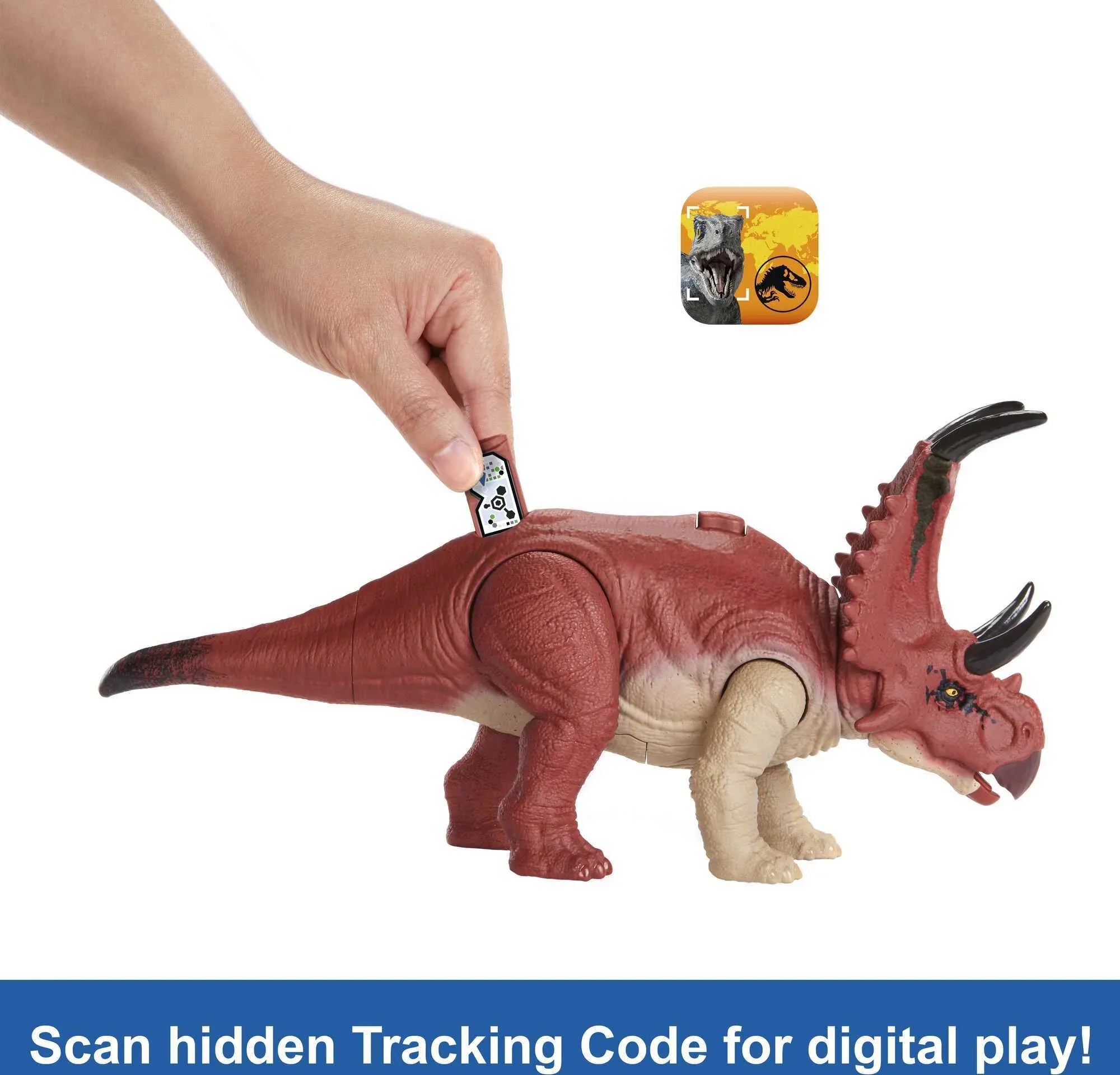 Jurassic World Dominion Wild Roar Diabloceratops Dinosaur Action Figure Toy, Sound & Motion