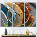 DESIGN ART Designart 'Mineral Slice XV' Large Fashion Wall Clock - 3 Panels - 36 in. wide x 28 in. premium - 3 Panels