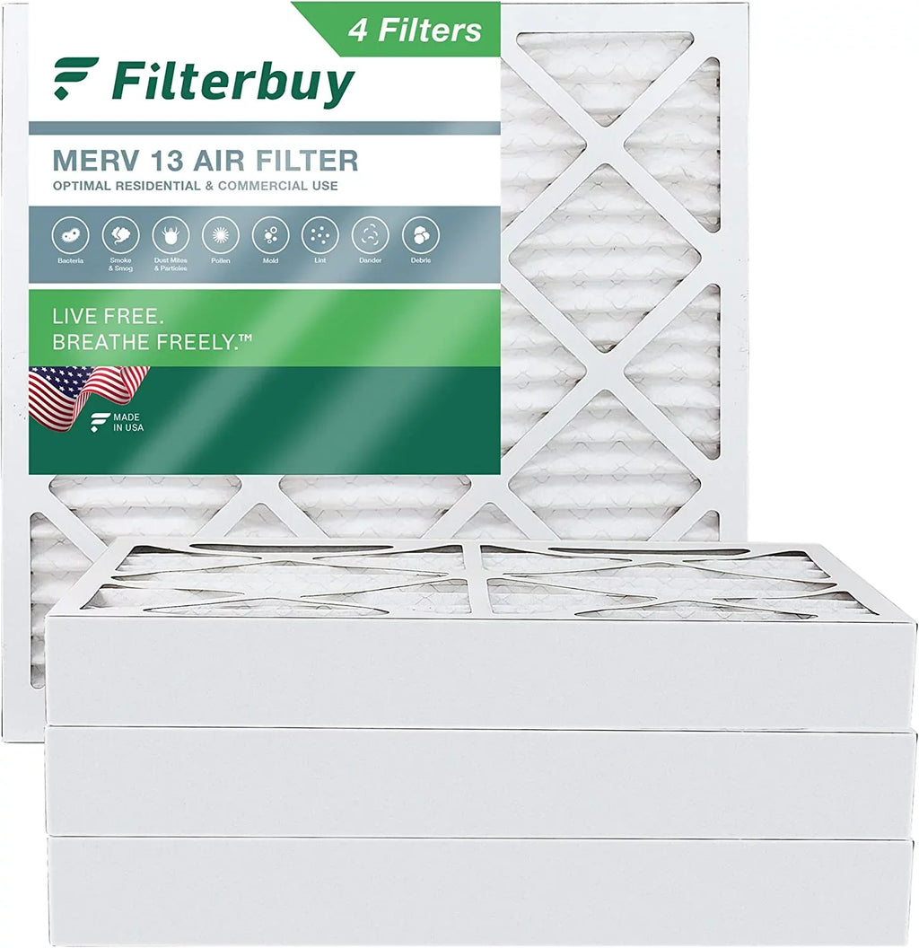 Filterbuy 20x20x4 MERV 13 Pleated HVAC AC Furnace Air Filters (4-Pack)