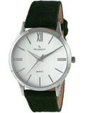 Silver Slim Case Green Wool Strap Watch