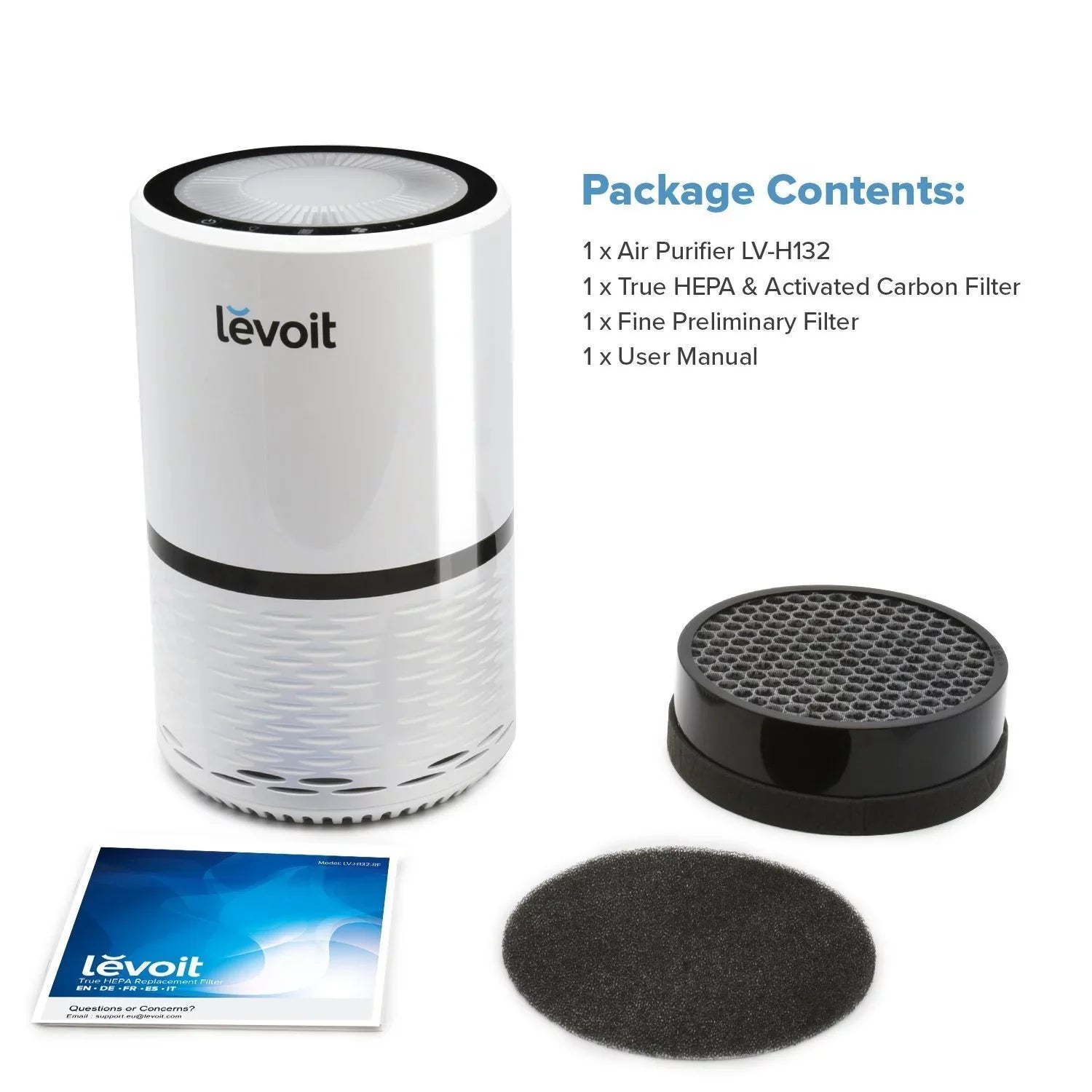 LEVOIT LV-H132 Air Purifier with True Hepa Filter for Smoke, Bacteria, and More