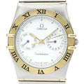 Pre-Owned Polished OMEGA ConstelLatitudeion Day Date 18K Gold Steel Watch 396.1070 BF566004 (Good)