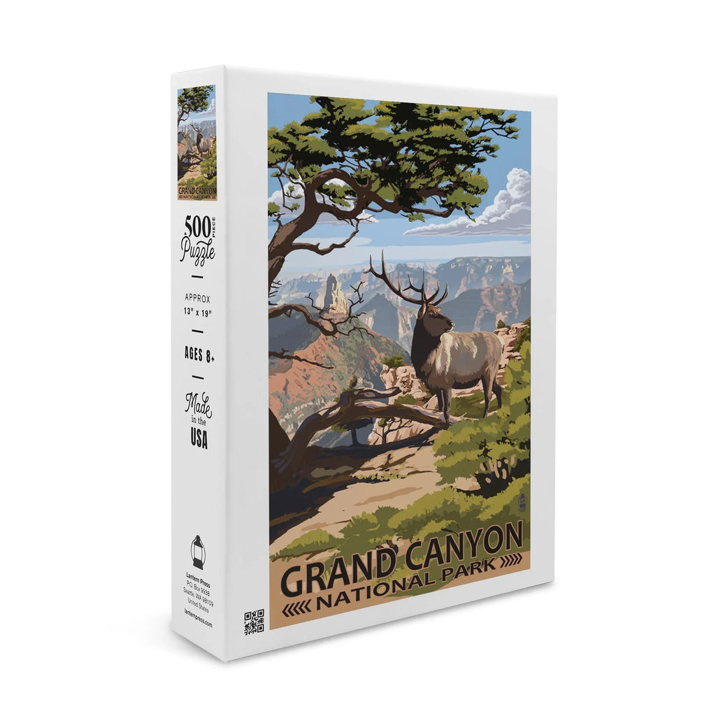 Grand Canyon National Park, Arizona, Elk and Point Imperial (19x27 inches, Premium 500 Piece Jigsaw Puzzle for Adults and Family, Made in USA)