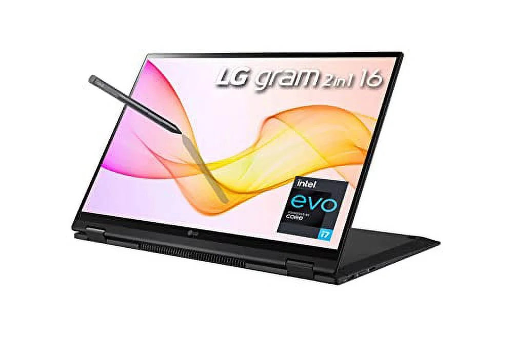 LG 2023 Gram 16" 2-in-1 Ultralight Laptop WQXGA IPS Touch Intel EVO i7-1260P 16GB LPDDR5 512GB+1TB NVMe SSD Iris Xe Graphics WiFi AX Backlit Keyboard Fullday Battery Windows 11 w/Pen and RE USB