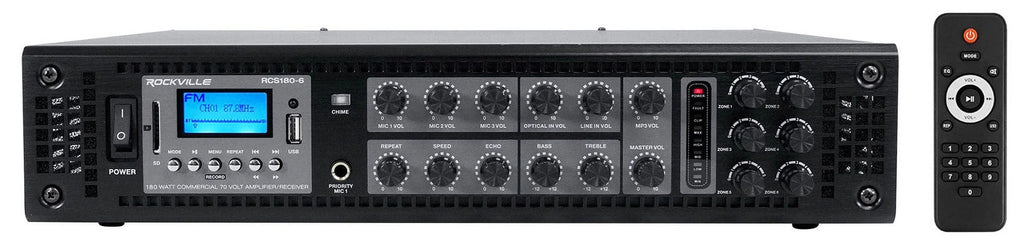 (4) JBL COL600-BK 24" Black 70V Commercial Column Wall Mount Array Speakers+Amp