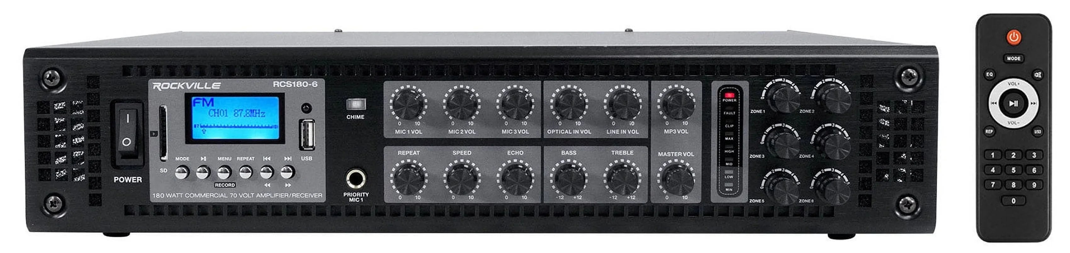 (4) JBL COL600-BK 24" Black 70V Commercial Column Wall Mount Array Speakers+Amp