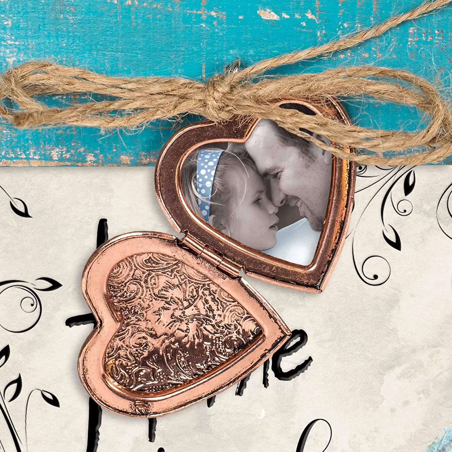 Let Your Faith Be Bigger Than Fears Teal Distressed Locket Easel Back Picture Frame