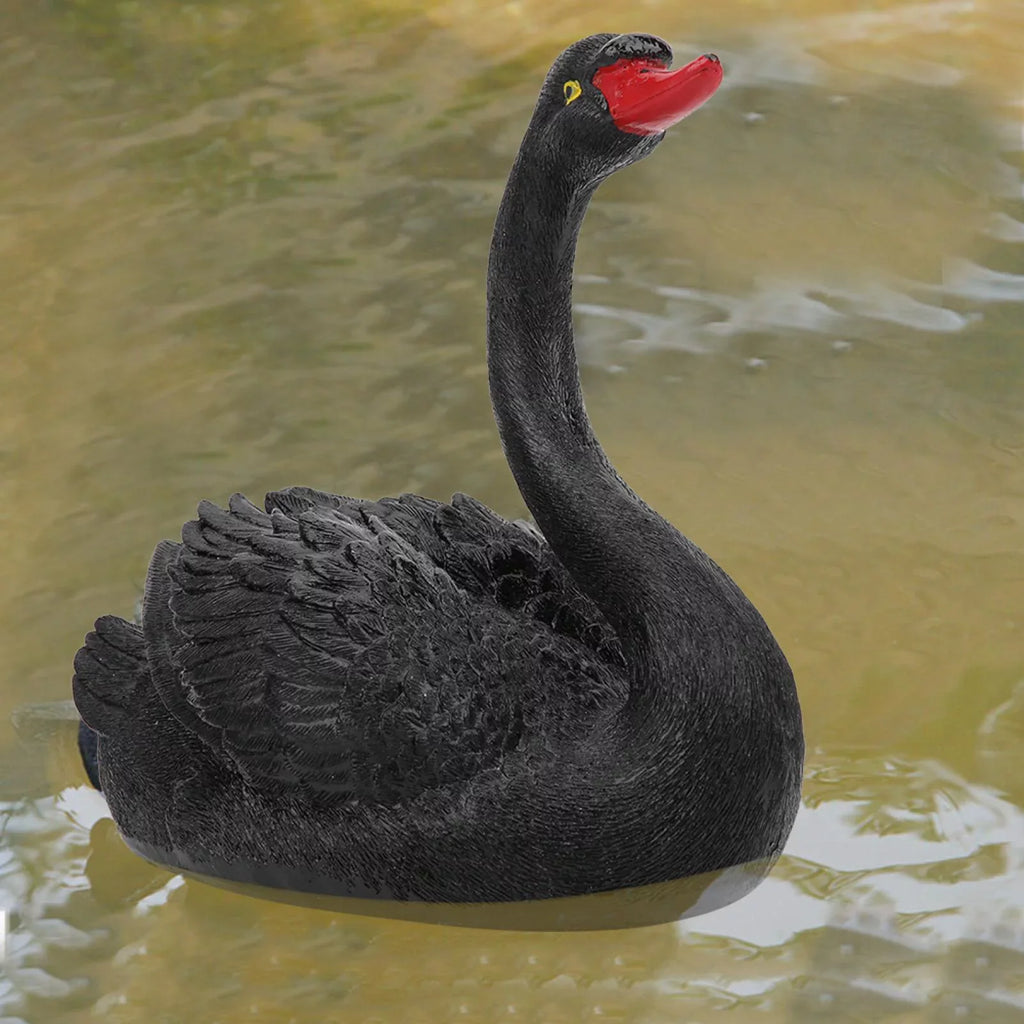 Delaman Adorno de Cisne, Simulación Flotante Linda al Aire Libre Adorno de Cisne Negro Accesorios de jardín para decoración de Patio de jardín