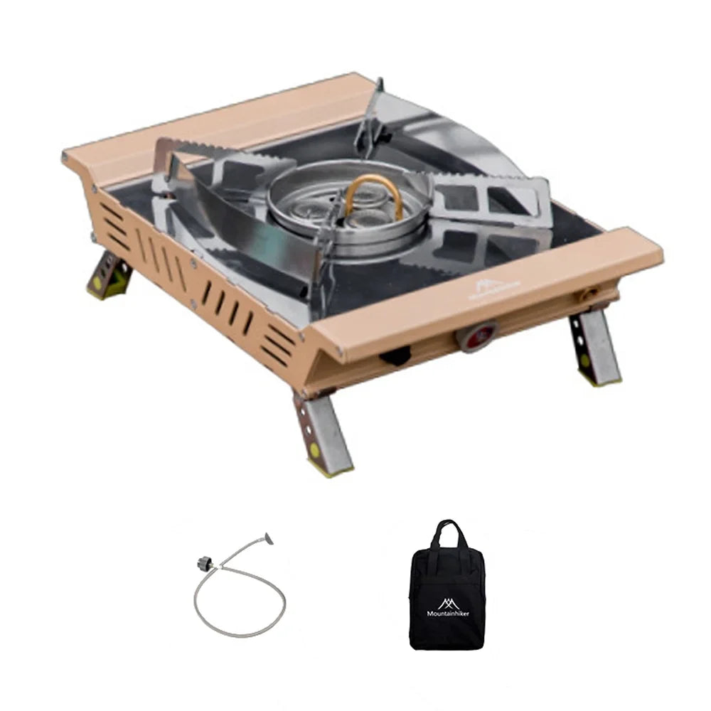 Walmeck High Camping Stove Portable Outdoor Furnace, 3-Core Gases with Adjustable Valve Connecting Hose and Storage Bag - Designed for Cooking, Camping, Picnic and Hiking
