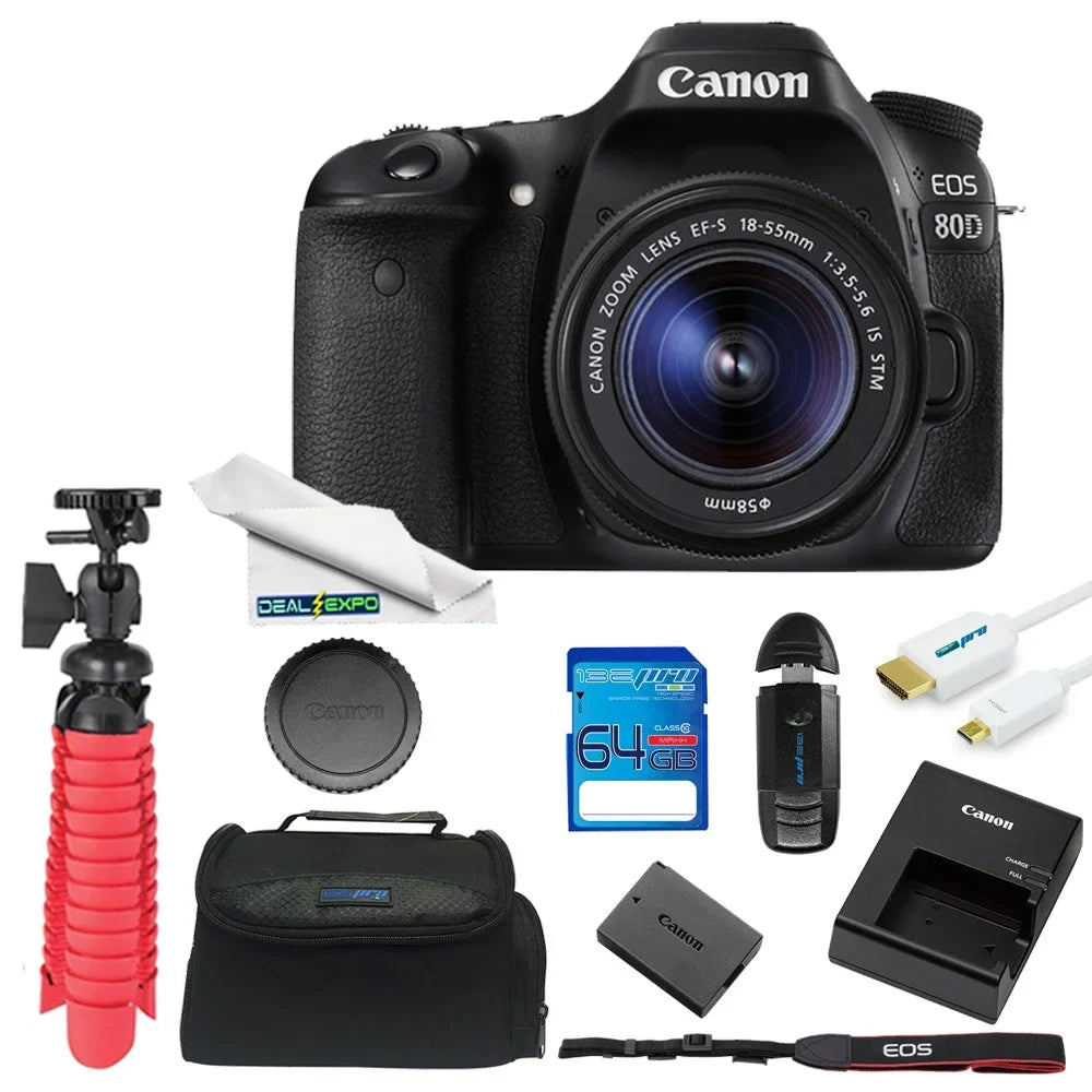 EOS 80D DSLR Camera with 18-55mm Lens + 64GB Expo Essentials Kit