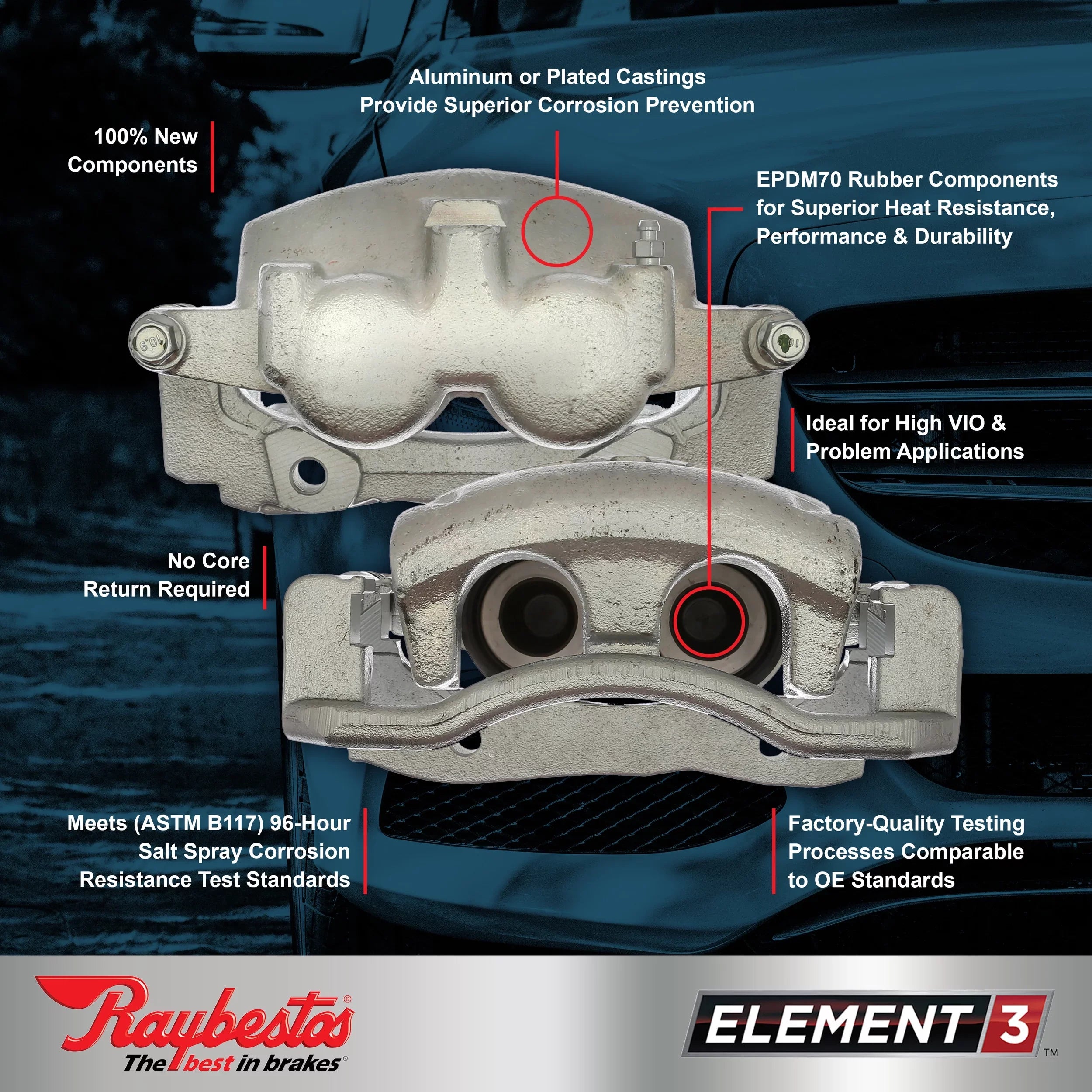 Raybestos Element3 New PLatitudeed Calipers Fits select: 2014-2016 CHEVROLET MALIBU, 2016 CHEVROLET MALIBU LIMITED