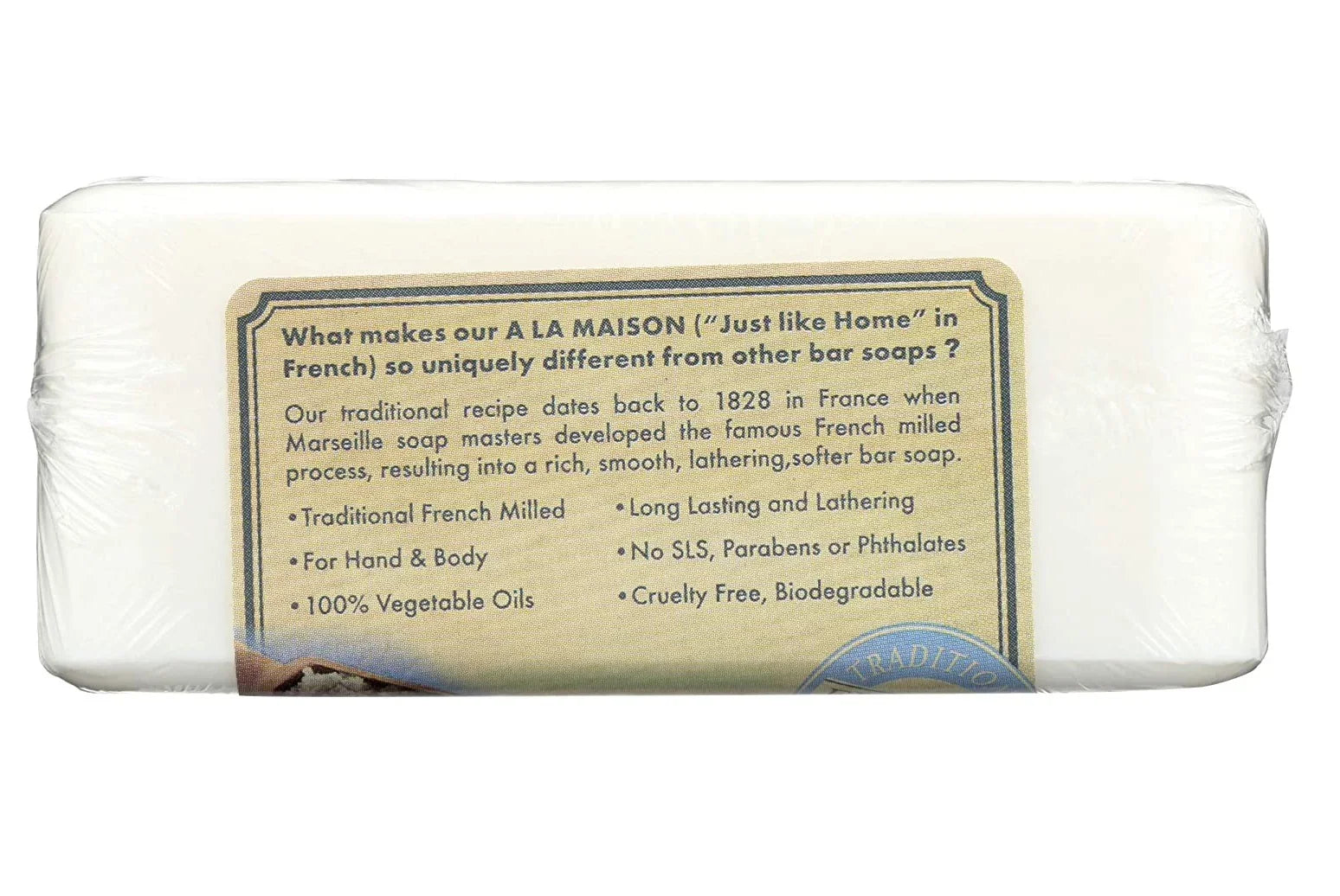A La Maison Traditional French Milled Ultra Moistu rizing Bar So ap, Fresh Sea Salt - 8.8 Oz, 6 Pack