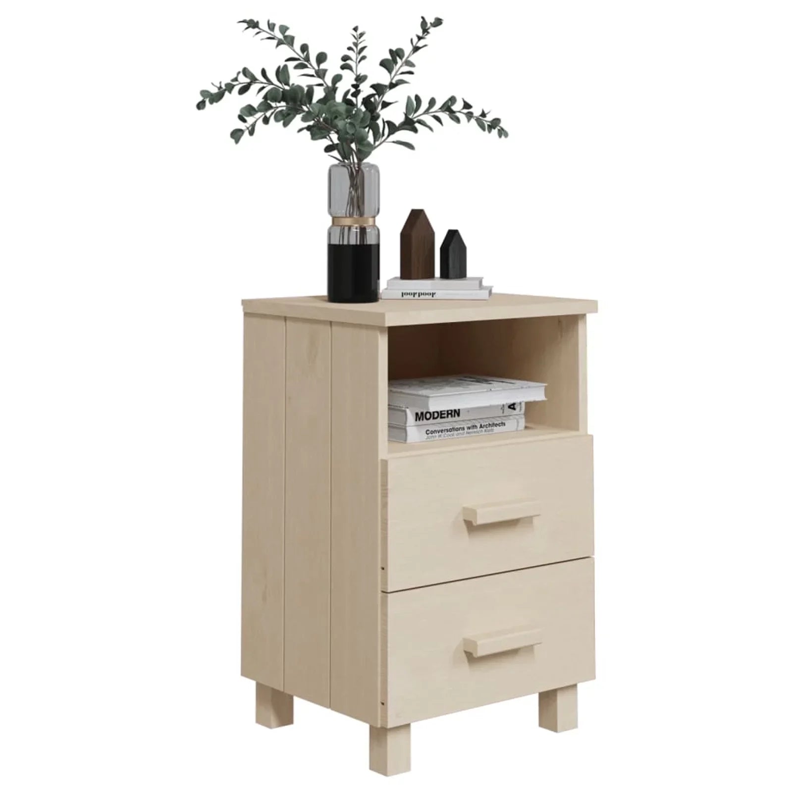 Htovila Bedside Cabinet HAMAR Honey Brown 15.7"x13.8"x24.4" Solid Wood Pine