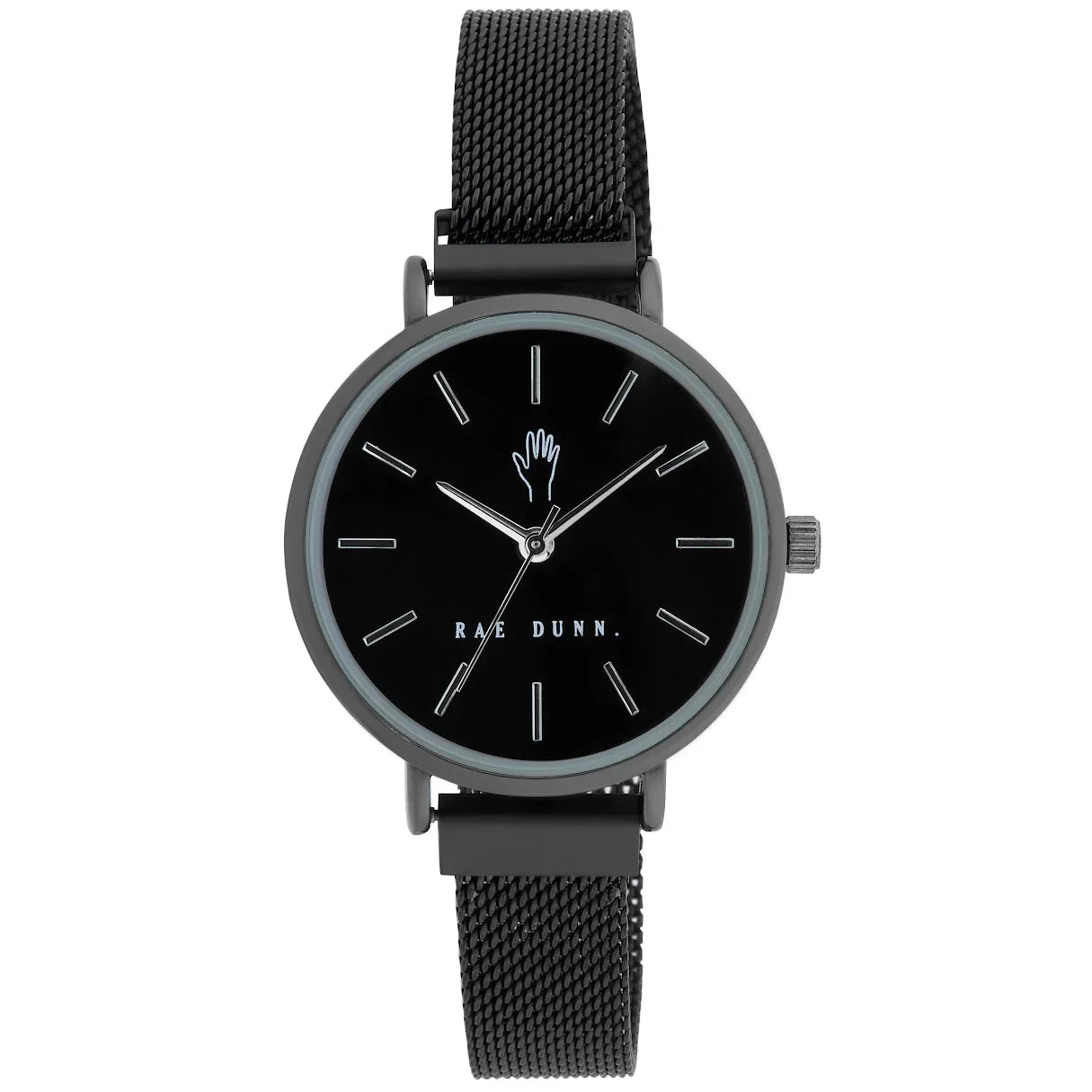 Rae Dunn Women's ROBIN Black 33mm Sleek Round Face Magnetic Clasp Mesh Watch