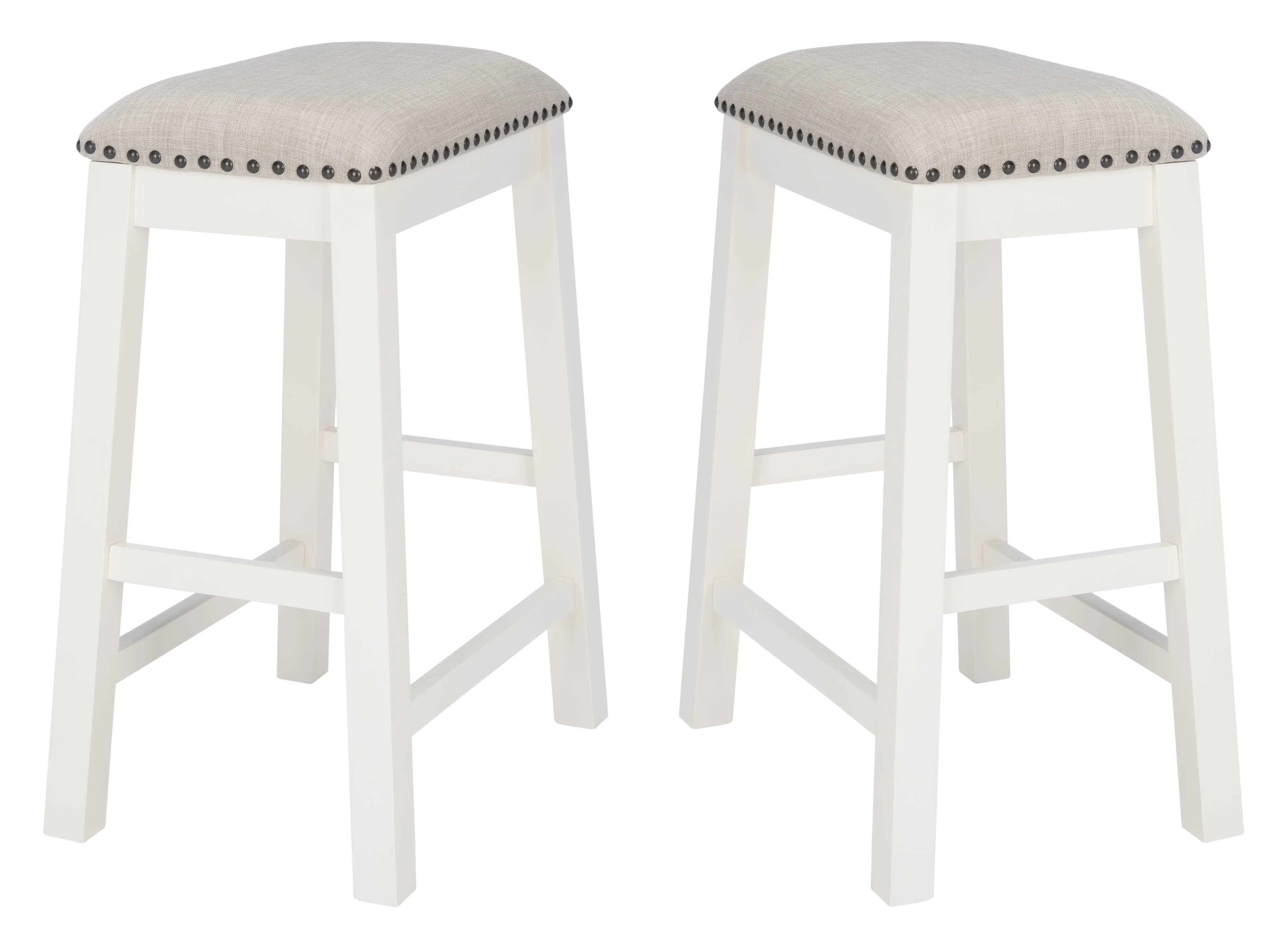 SAFAVIEH Aero Mid-Century Counter Stool, White, Set of 2 (18.8 in. W x 13 in. D x 25 in. H)