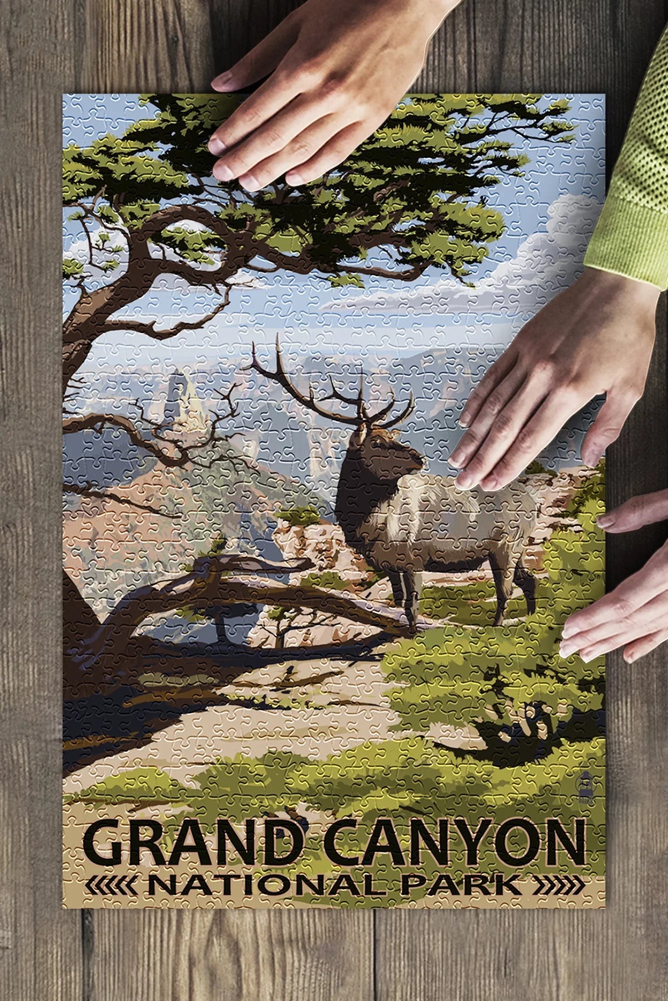 Grand Canyon National Park, Arizona, Elk and Point Imperial (19x27 inches, Premium 500 Piece Jigsaw Puzzle for Adults and Family, Made in USA)
