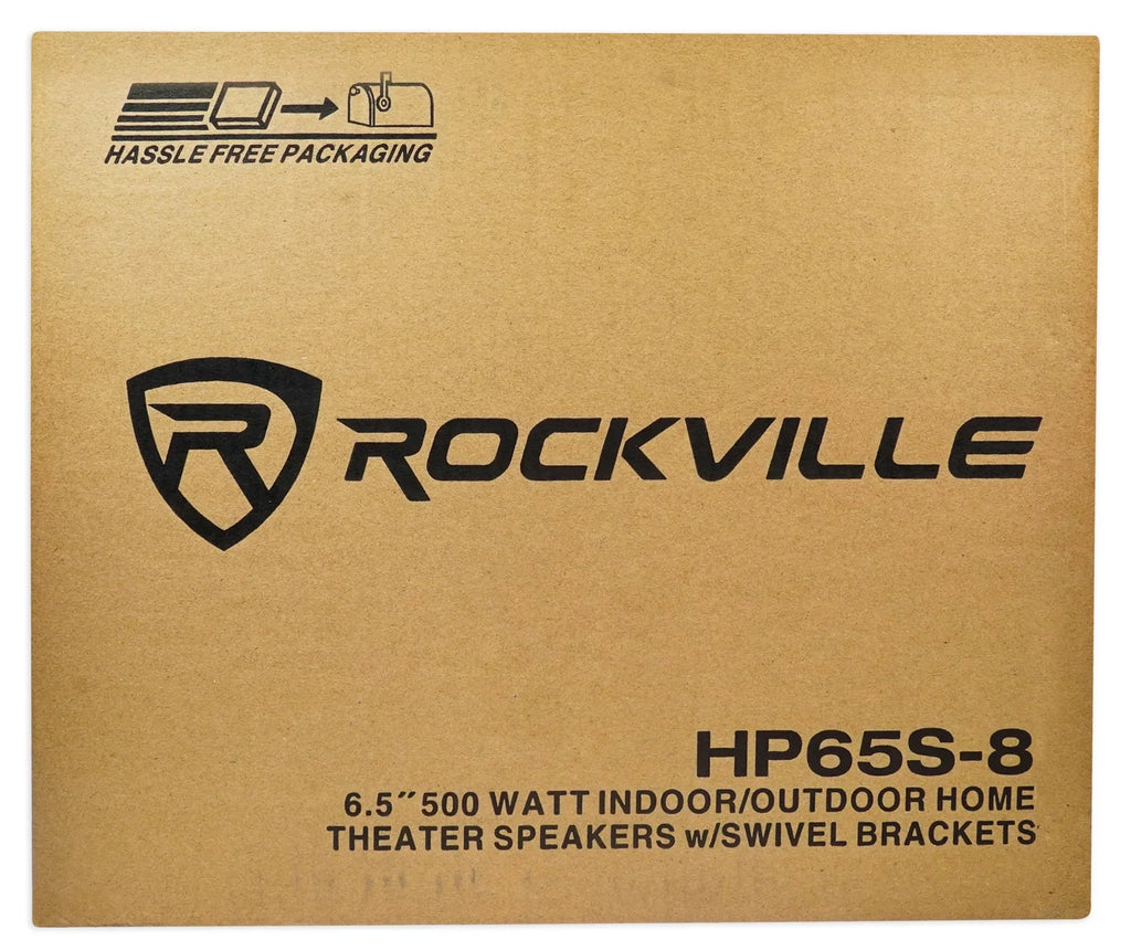 2) Rockville 65S-8 6.5" Outdoor Patio Backyard Garden Speakers+Swivel Brackets