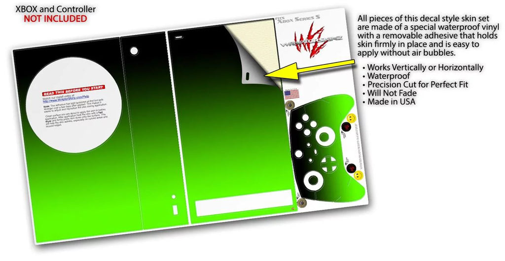 WraptorSkinz Skin Wrap compatible with the 2020 XBOX Series S Console and Controller Smooth Fades Green Black (XBOX NOT INCLUDED)