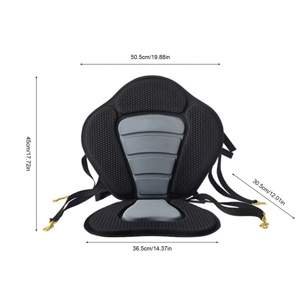 Adjustable Padded Kayak Seat Detachable Backpack Bag Canoe Backrest Storage Kayak Seat Deluxe Padded Boat Seat with Storage Bag Adjustable for Kayaking, Canoeing, Drifting, Rafting, Fishing