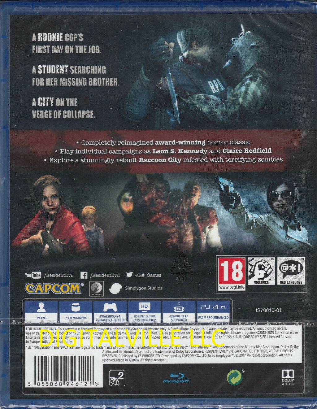 Resident Evil 2 PS4 Brand New Factory Sealed PlayStation 4