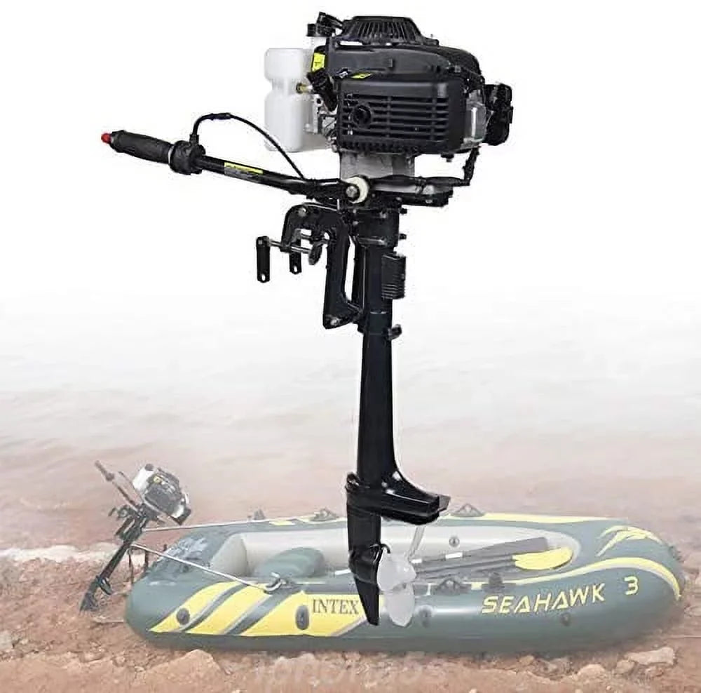 Miumaeov Outboard Trolling Motor 3.6 2 Stroke InfLatitudeable Shaft Fishing Boat Engine Propeller CDI Control Air Cooling System Heavy Duty Tiller Shaft