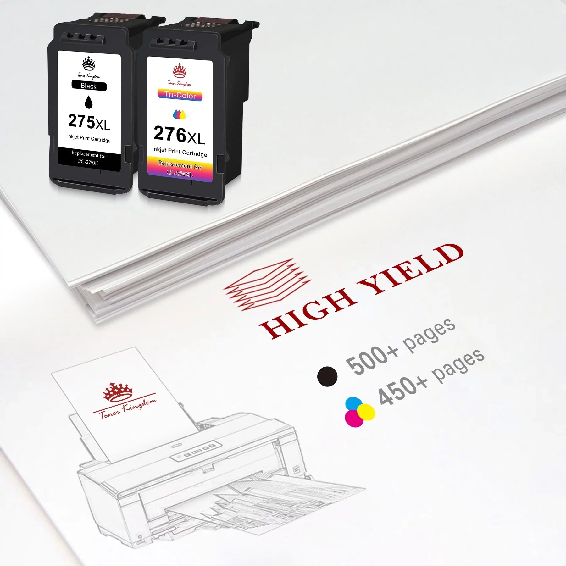 275 276 Ink Cartridges for  Ink 275 and 276 PG-275XL CL-276XL High Capacity 275XL 276XL Ink Cartridges for Pixma TS3522 TR4720 TS3520 TS3500 TR4722 TR4700 Printer (2 Black, 1 Color)