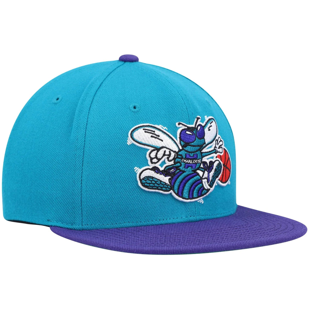 Men's Mitchell & Ness Teal/Purple Charlotte Hornets Hardwood Classics Team Two-Tone 2.0 Snapback Hat - OSFA