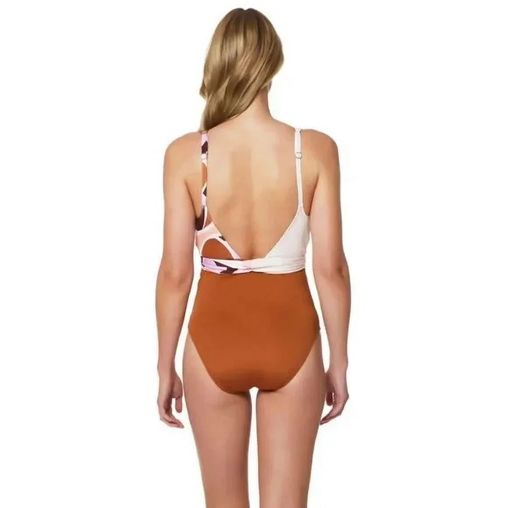 Sanctuary LION Nuveau Tie-Front Plunge One-Piece Swimsuit, US X-Large