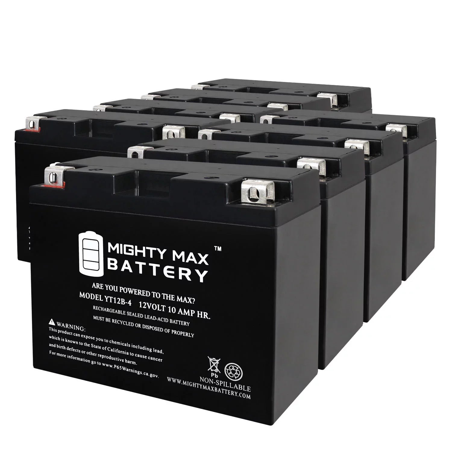 YT12B-4 12V 10Ah Replacement Battery compatible with Adventure Power UT12B-4 - 8 Pack