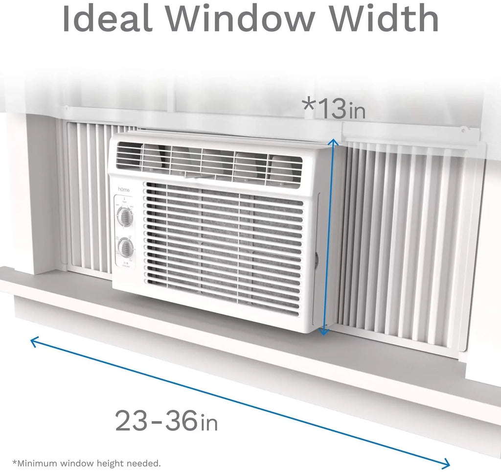 hOmeLabs Window Air Conditioner 5000 BTU - Easy Mechanical Control Compact AC Unit with Washable Reusable Filter, 2 Cooling Speeds, 2 Fan Speeds - Ideal for Bedroom and Rooms up to 150 Sq. Ft.