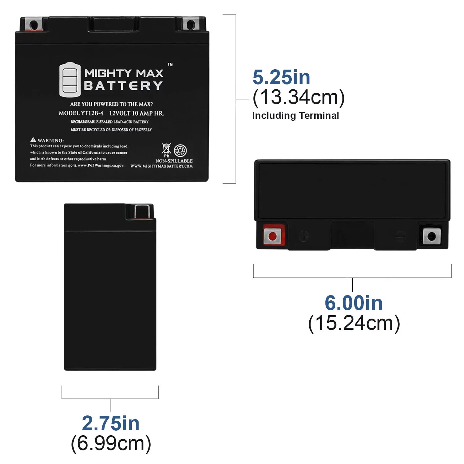 YT12B-4 12V 10Ah Replacement Battery compatible with Adventure Power UT12B-4 - 8 Pack