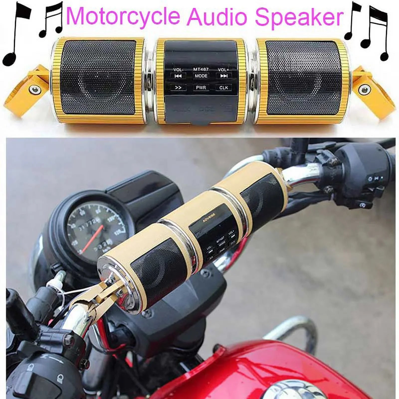 Motorcycle Bluetooth V2.1+ EDR Audio Speaker Waterproof Resistant Motorbike Stereo FM Radio USB TF Card MP3 Player