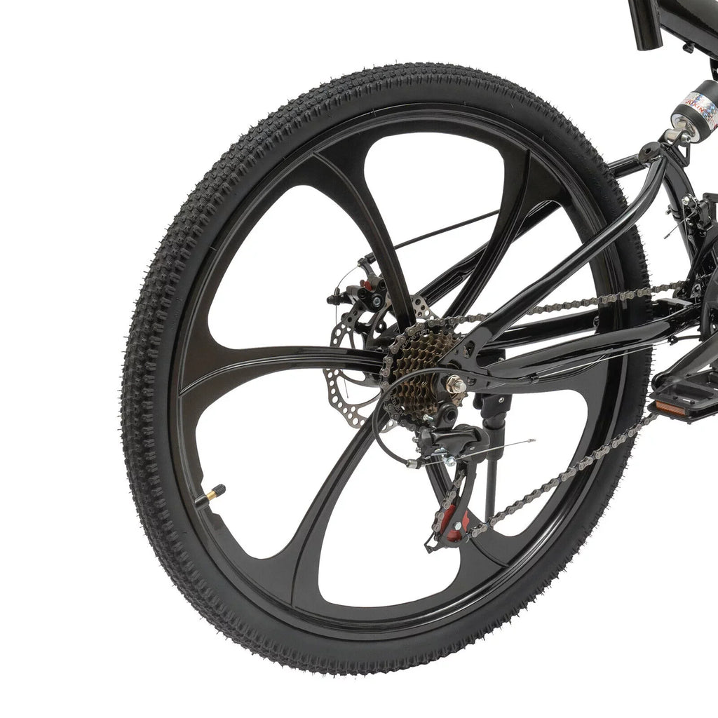 Miumaeov 26" Black Adult Folding Bike 21-Speed Shifter Folding City Bike Light Weight Carbon Steel Camping Bicycle Max Loading 150kg/330lbs