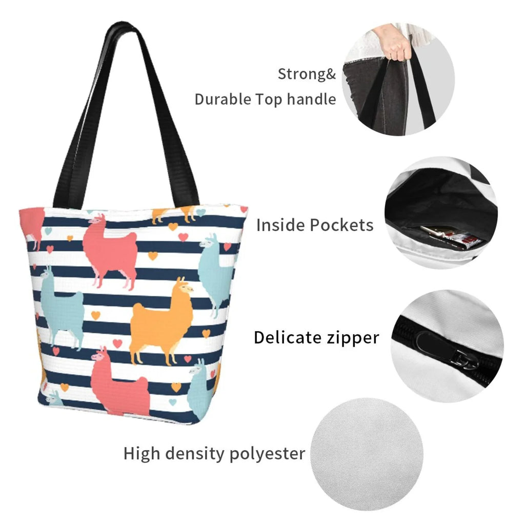 Lukts Colorful Llama Tote Bag,Shoulder Bag Women'S Hobos Handbags Large Capacity Shopping Bag