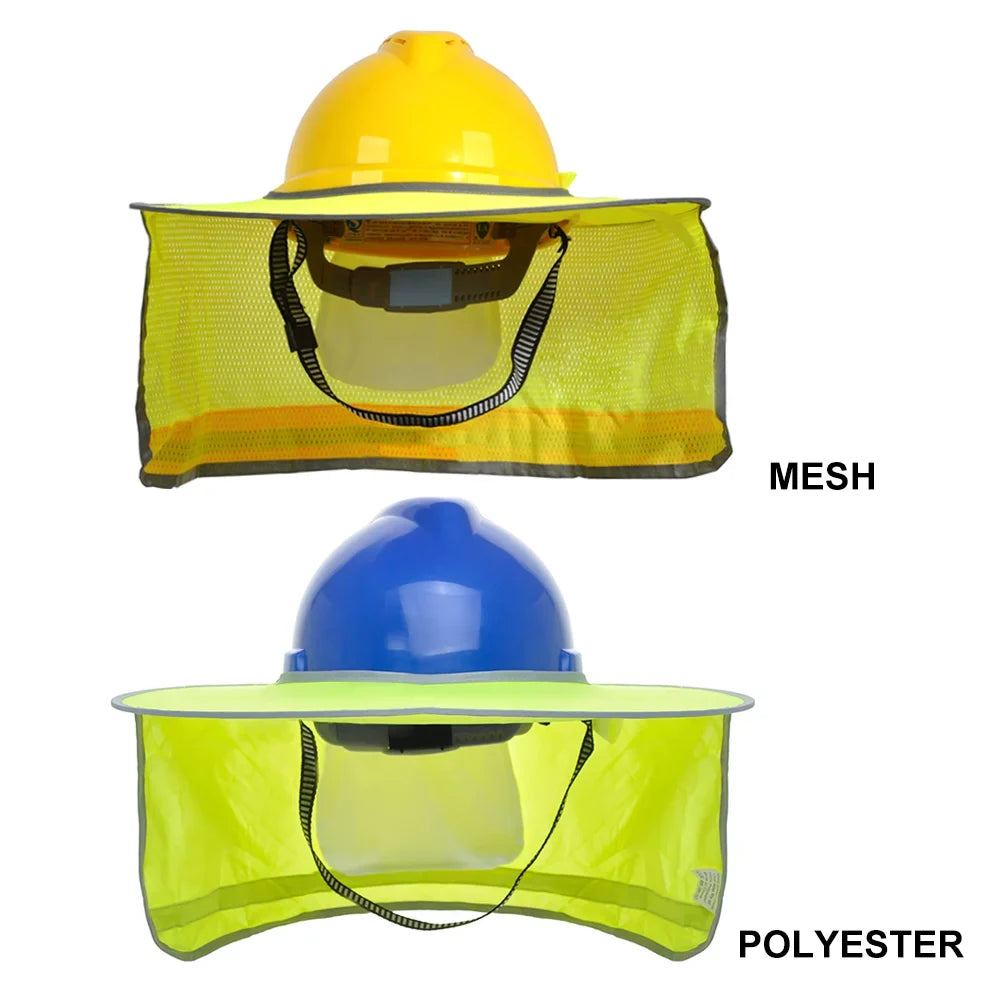 Toptie 3 Pack Hard Hat Sun Shield, Full Brim Mesh Sunshade with Visor, High Visibility Neck Shield