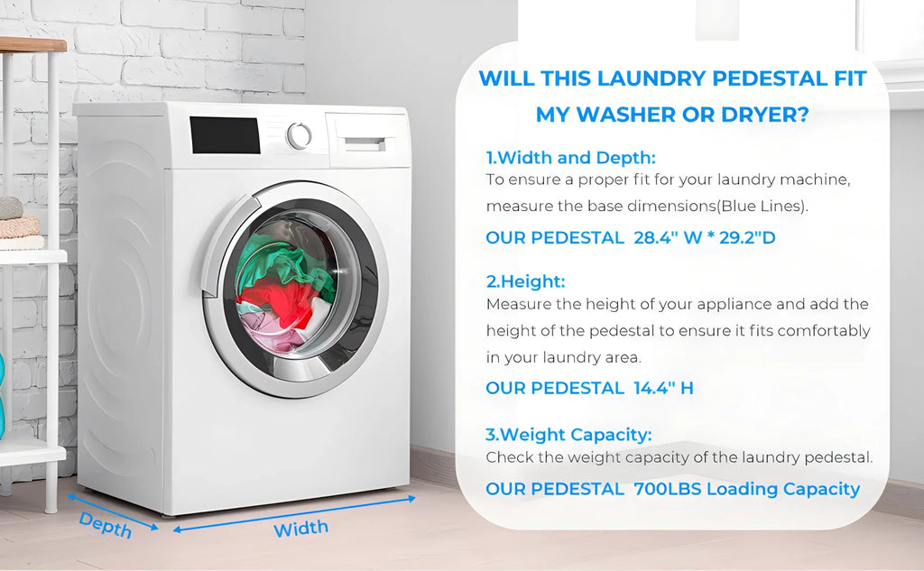 2 Pack Laundry Pedestals 28"× 29" Heavy Duty Inlife Dual Washing Machine Pedestals, Washer and Dryer Stands, Stainless Steel, White