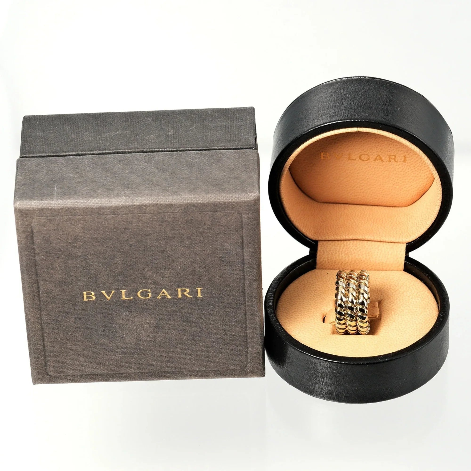 Pre-Owned Bulgari BVLGARI Tubogas 3-row No. 9 Ring 14.53g K18 YG WG Yellow Gold White (Good)