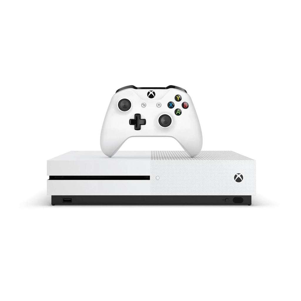 Xbox One S 500GB with 2 Controller, 4K Ultra HD White with BOLT AXTION Cleaning Kit Headset Bundle Like New