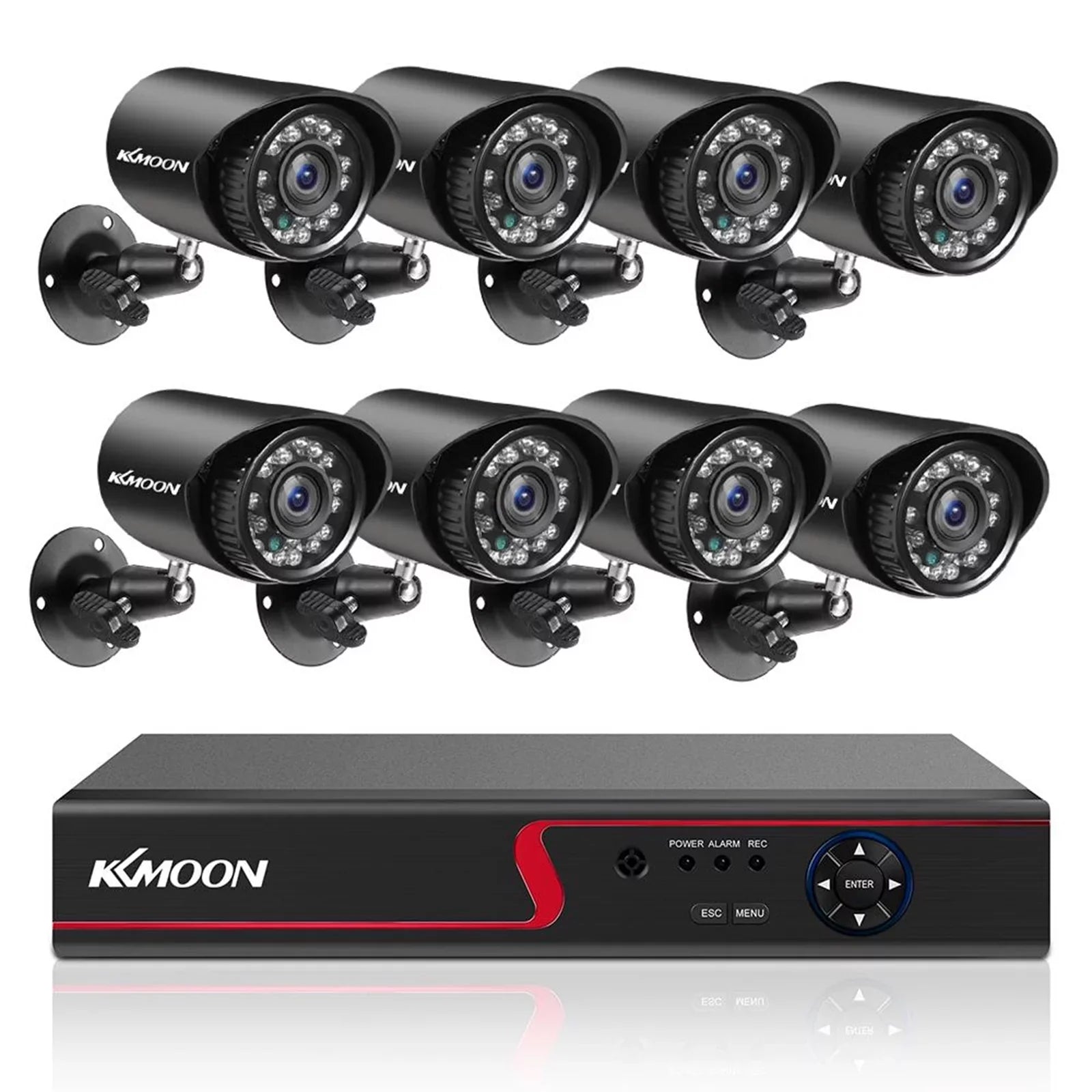 KKmoon DVR Video Recorder and 8 Camera Set Full High Definition Recording System P2P Remote Phone Monitoring for Home Office