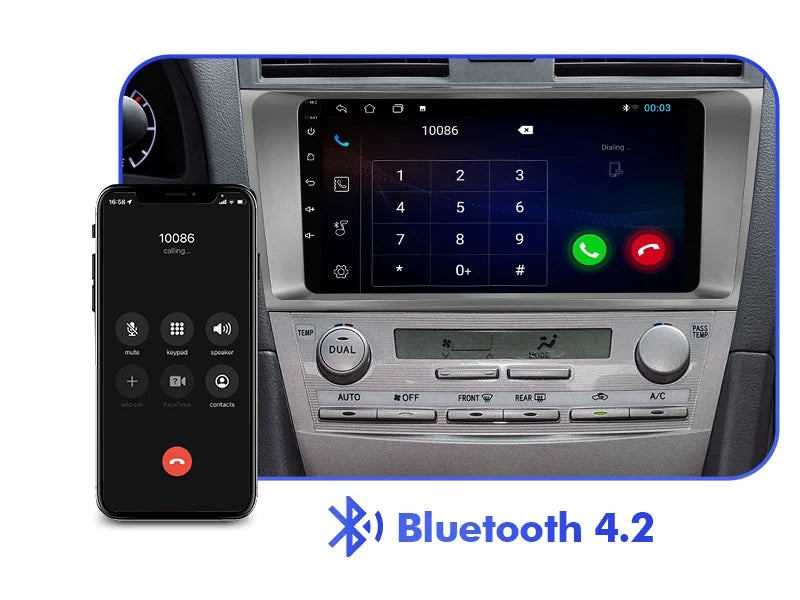 2+32G Android 10 Double Din Car Stereo for Toyota Carmy 2006-2011 with 9 Inch Touchdisplay Radio Built-in Wireless Carplay/Android Auto/GPS/Bluetooth/FM/AUX-in/Steering Wheel Control/Backup Camera