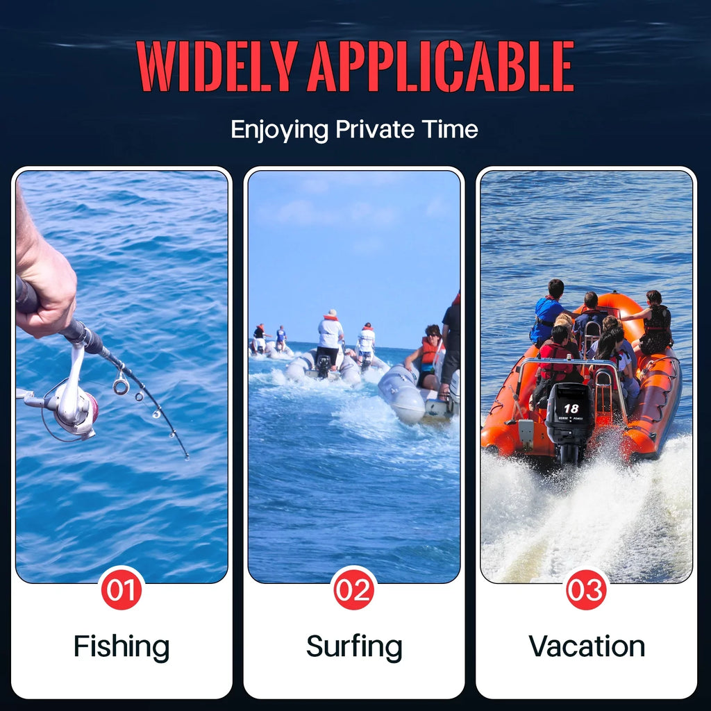 Fichiouy 2 Stroke 18  Outboard Motor Fishing Boat Engine Heavy Duty Water Cooling CDI System 246CC