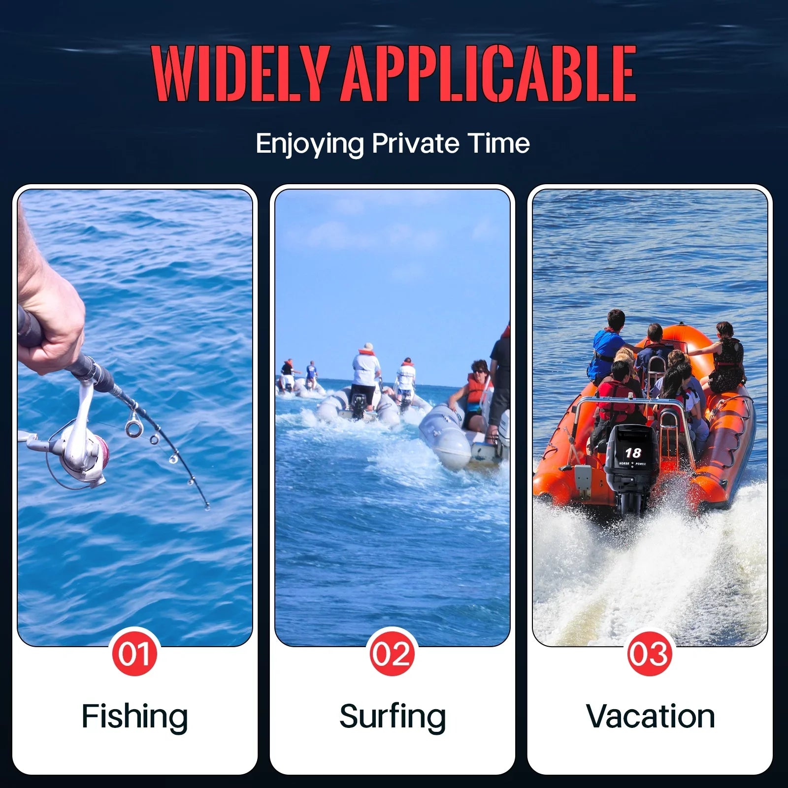 Fichiouy 2 Stroke 18  Outboard Motor Fishing Boat Engine Heavy Duty Water Cooling CDI System 246CC