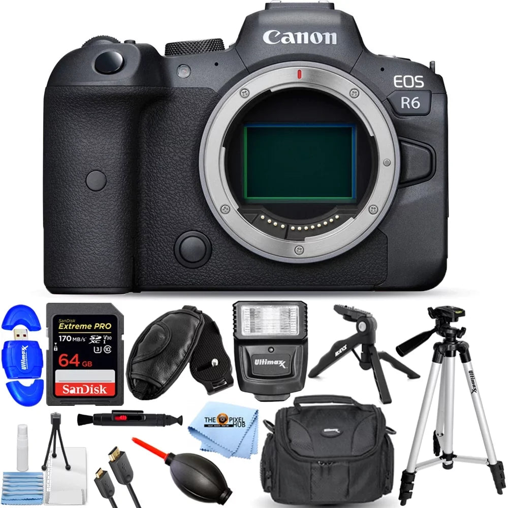 EOS R6 Mirrorless Digital Camera (Body Only) - 12PC Accessory Bundle