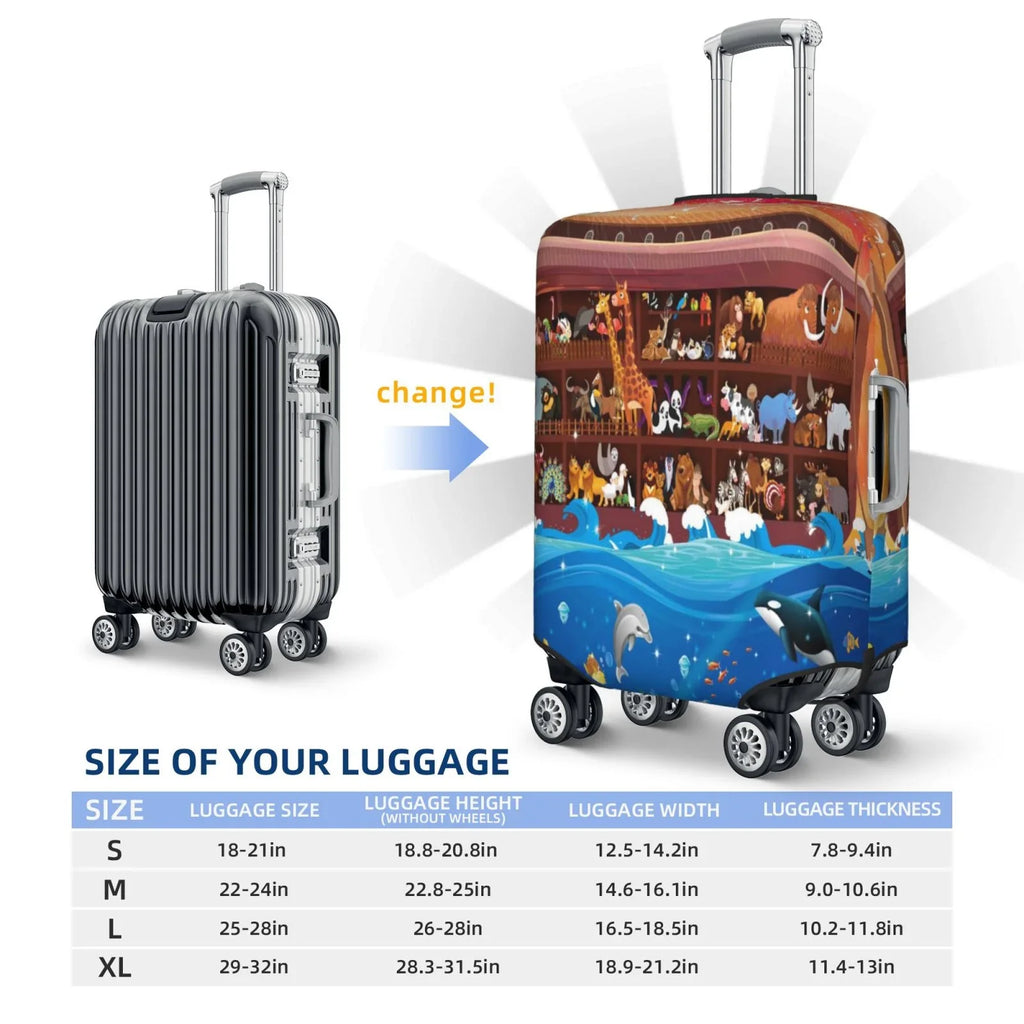 Junzan Animals On Noah'S Ark2 Print Washable Luggage Cover - Fashion Suitcase Protector Fits 18-32 Inch Luggage