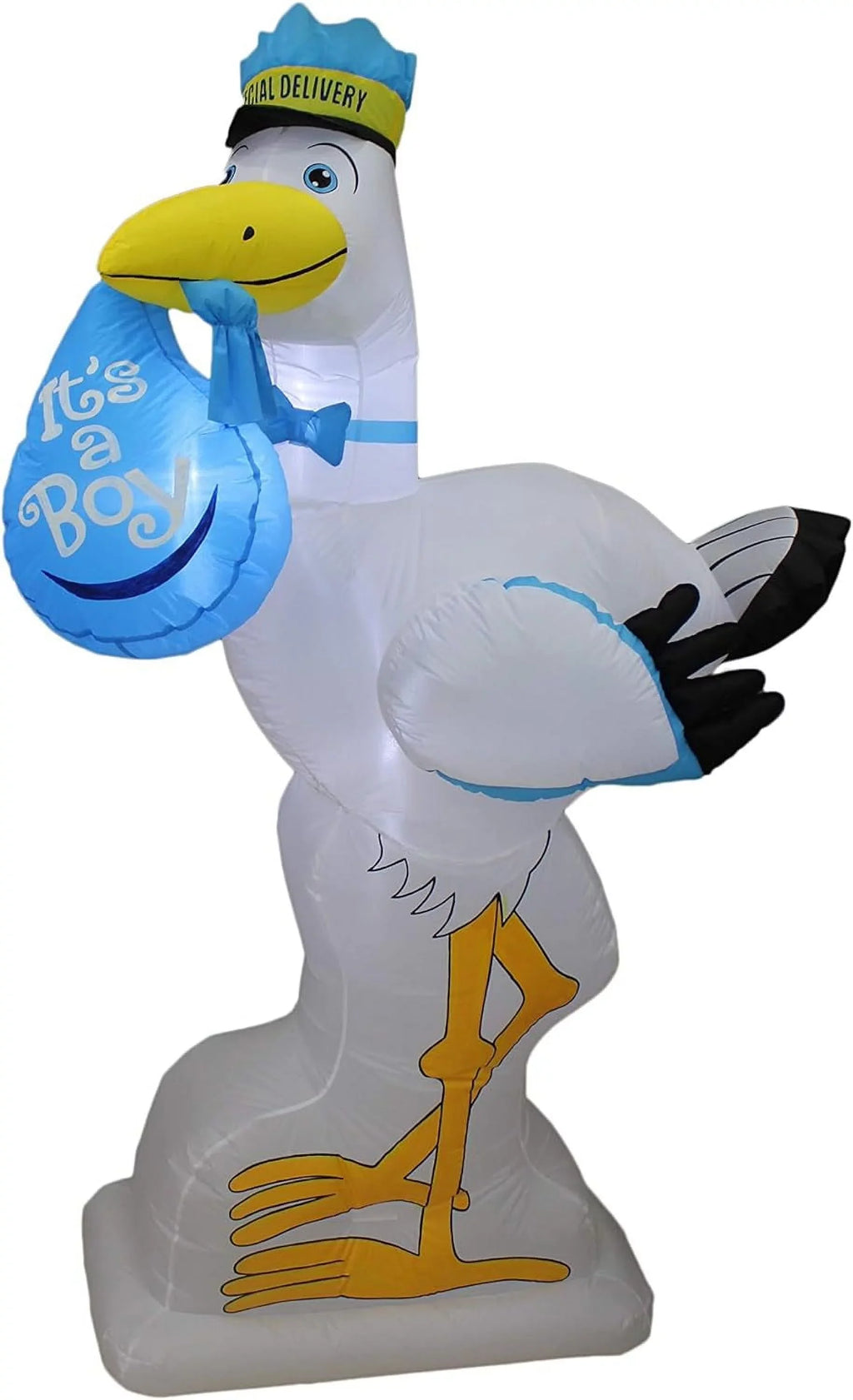 6 Foot Tall Baby Shower InfLatitudeable Blue Stork It's A Boy Special Delivery Baby Announcement LED Lights Lighted Blowup Party Decoration For Outdoor Indoor Home Celebration Garden Yard Lawn Prop